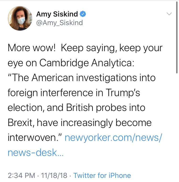 One of the most adamant supporters of this conspiracy theory was  @Amy_Siskind. She said over and over again that there was a link, in the classic “the walls are closing in” style.