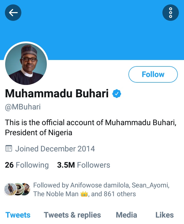 ifemosumichael's tweet photo. Do you know that unfollowing @MBuhari is also a form of protest?

We can help him shave off 1.5 million followers. #EndSARS #EndSarsNow #EndPoliceBrutality https://t.co/kBiSu7udHZ