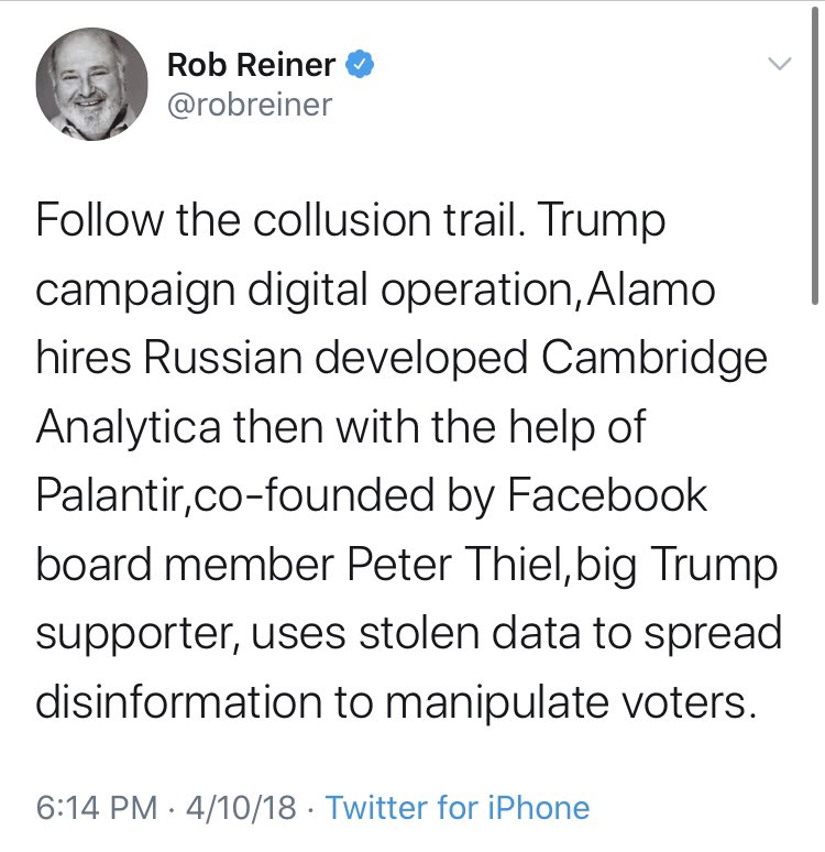 I really just don’t know what happened to  @robreiner. What is it with these people and trails.