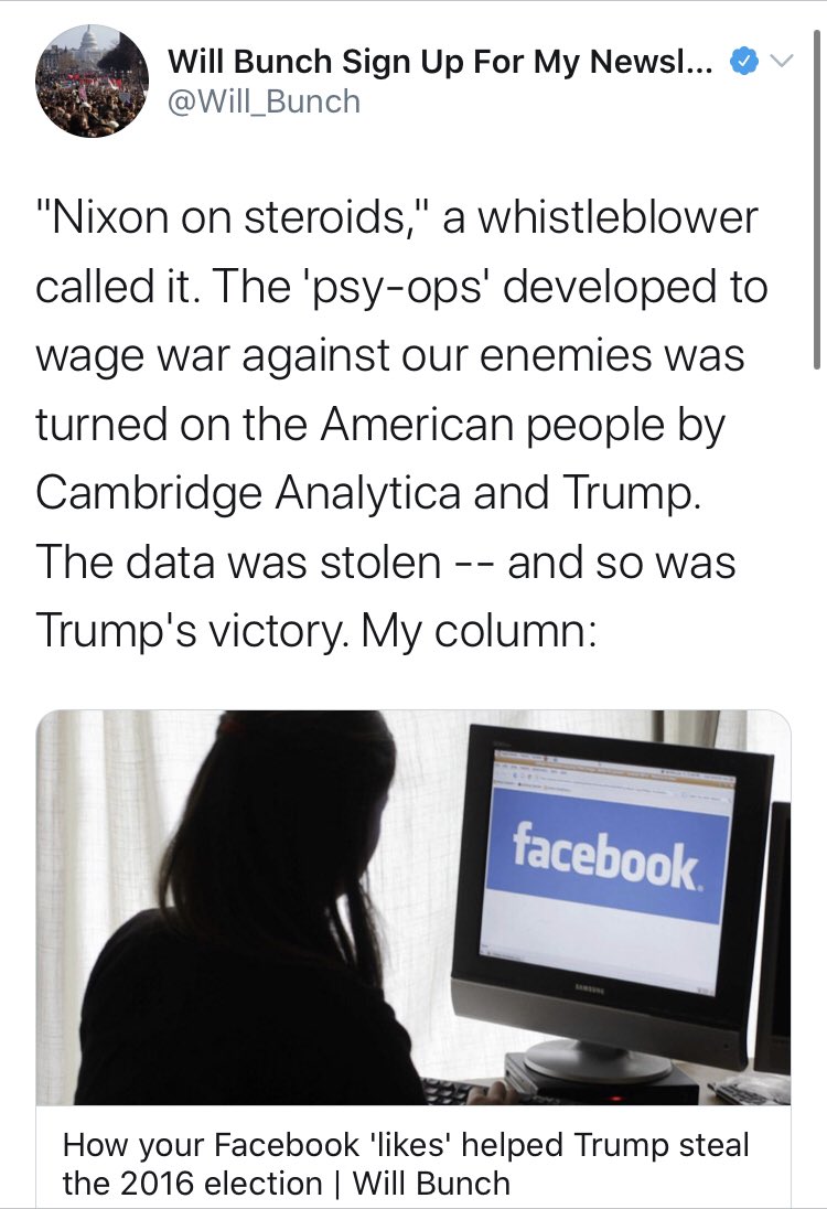 And last but not least,  @Will_Bunch got involved with the Nancy Drew novel that our political discourse was for the last four years. Cambridge Analytica was “the key” and “the nexus” and whatever all else.