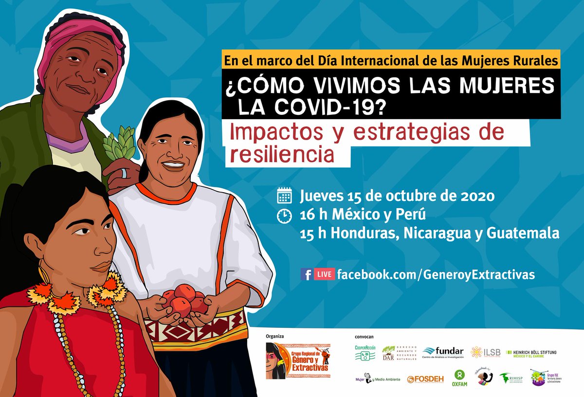 OxfamenPeru's tweet photo. #Webinar: "¿Cómo vivimos las mujeres rurales la COVID-19? Impactos y estrategias de resiliencia". 

🗓️ 15 de octubre - 4:00 p.m. (hora Perú)
📰Programa: https://t.co/cWWt46xTYm
📝¡Inscríbete aquí! https://t.co/nST7njr3XZ

#GéneroyExtractivas #GRGE https://t.co/p8N800lBMe