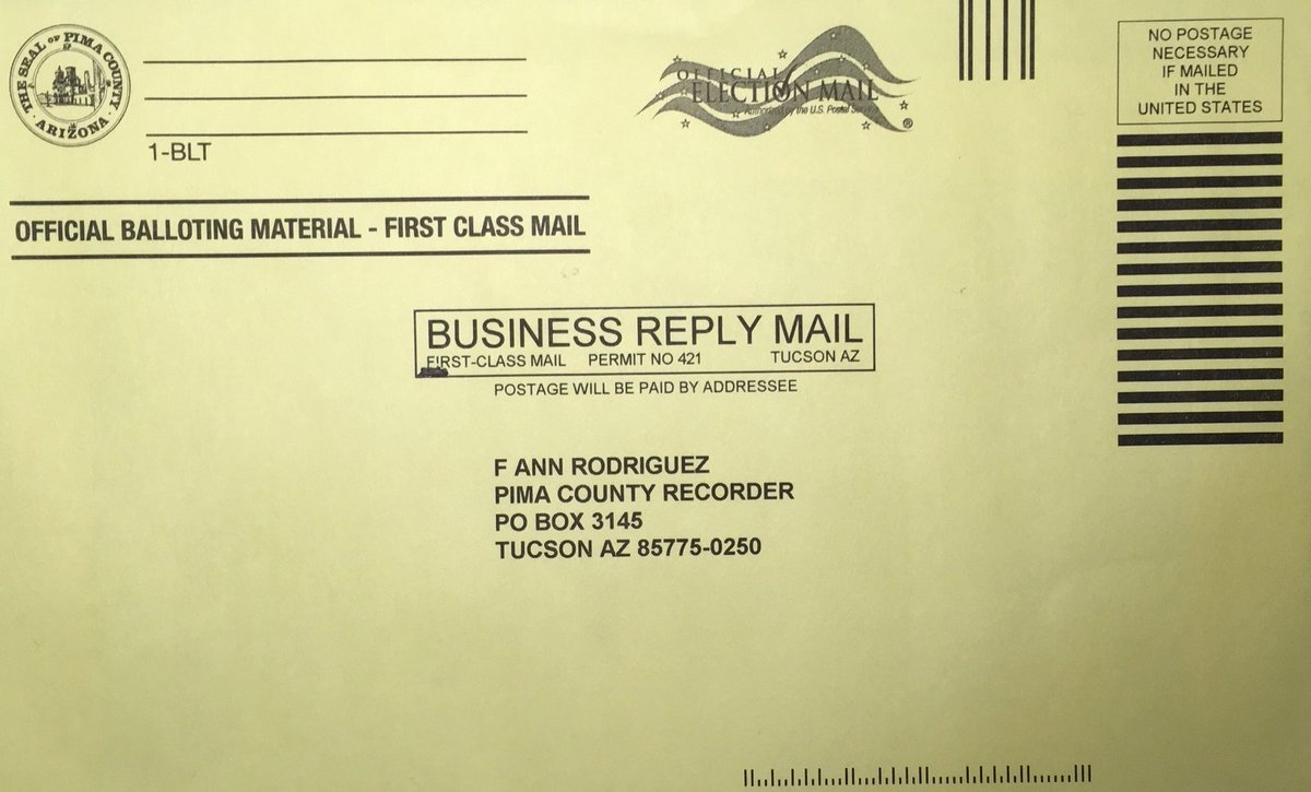 Nothing makes us happier than seeing people walking up Stone Ave. with yellow envelopes. We're outside on the shady porch with a blue ballot box! 240 N. Stone until 5 pm, and Mon-Fri through Nov. 3. bit.ly/30Hx9qp