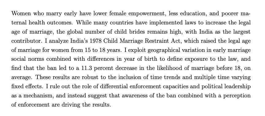 Amna JavedJMP: "Early Marriage and Social Norms: Evidence from India’s Unenforced Child Marriage Ban"Website:  https://amnajaved.com/ 