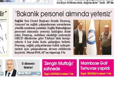 gazetecipolat's tweet photo. SAĞLIK SEN GENEL BAŞKANI SEMİH DURMUŞ SAGLİK BAKANLIĞI PERSONEL ALIMINDA YETERSİZ KALIYOR https://t.co/vHSzVFerg0