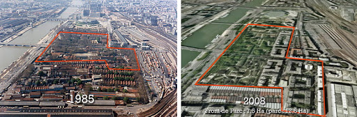 Take the ZAC Paris Bercy, a 1990s redevelopment of former depots in Paris with a parc, housing, commercial spaces etc. Buffi's detailed plan didn't simply mandated FAR, heights or alignements, it went in detail on the relationship between public and private spaces.
