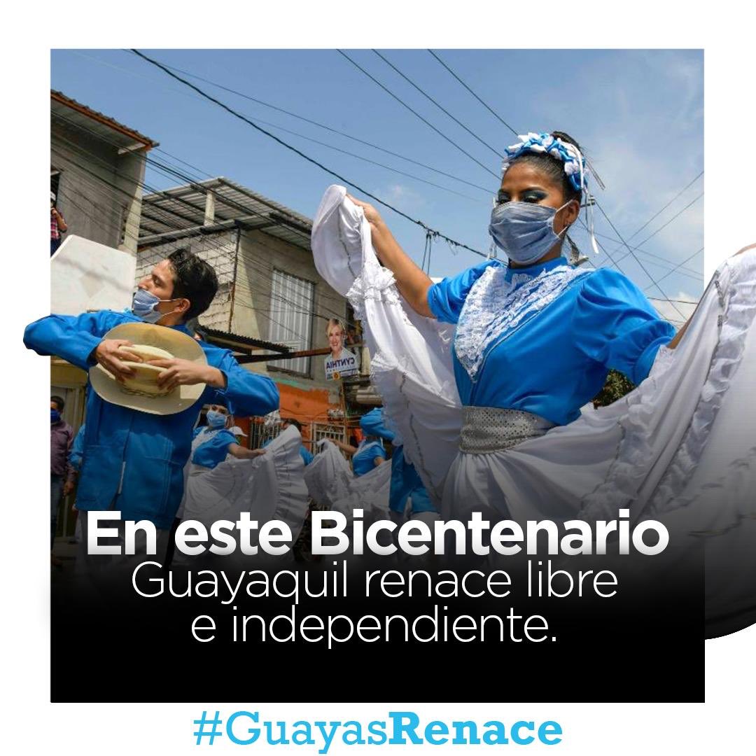 guayasrenace's tweet photo. En estas fiestas del Bicentenario saludamos a la ciudad que ilumina al Ecuador con su ejemplo de lucha, trabajo y superación.

Porque en los colores albicelestes, en el Malecón Simón Bolívar, en Las Peñas...#GuayasRenace #GYE2020 https://t.co/dgY46s76TM
