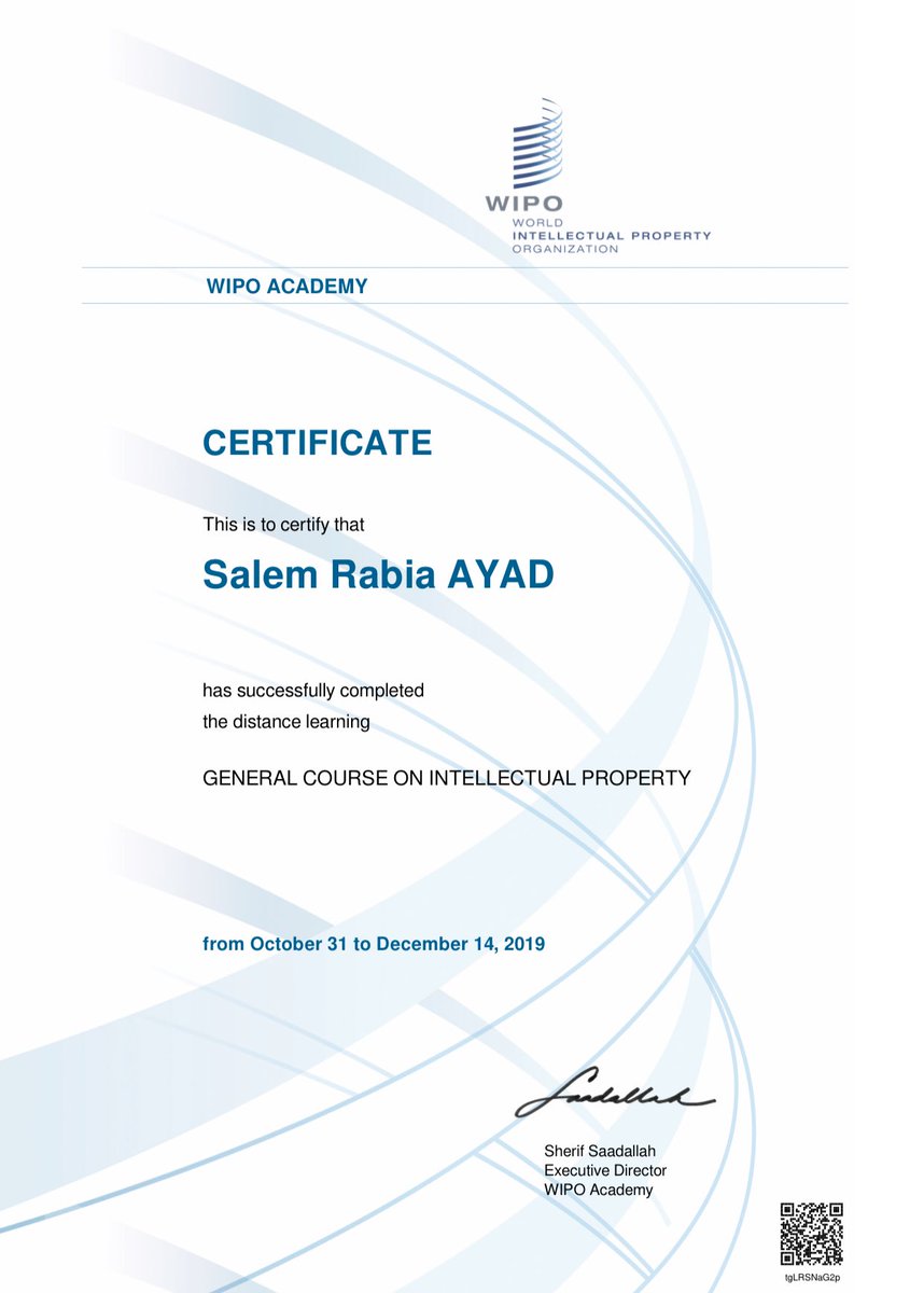 It was very great moments to get a certificate from WIPO Academy