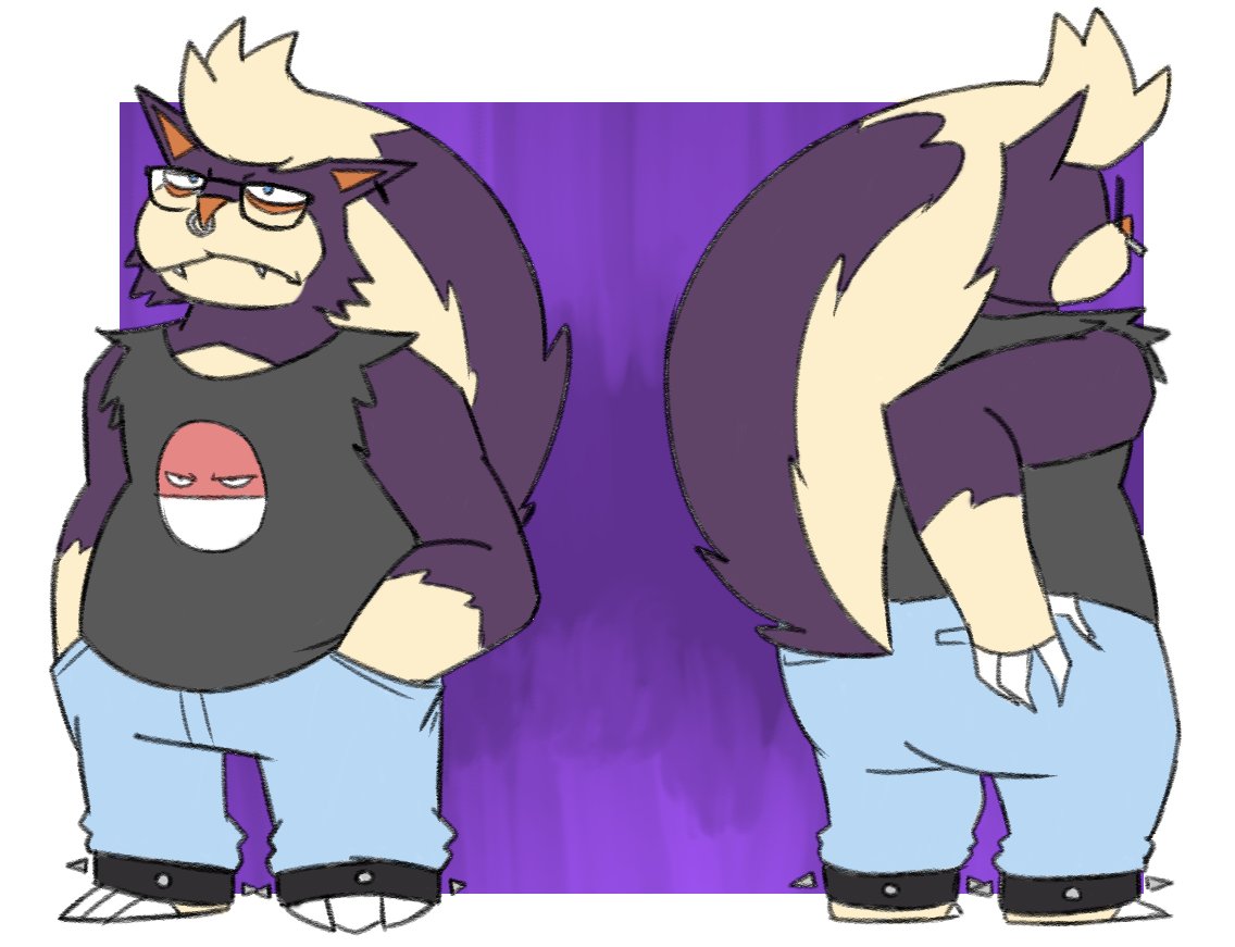 Right here is Joey, a roadie for the band. He's 23, and being a Skuntank, stinks. He's even more crude and lazy than Tony somehow, and is a huge nerd and gamer. Despite his crude and not-caring demeanor, he's secretly a huge sweetheart and loves hanging out with the band.