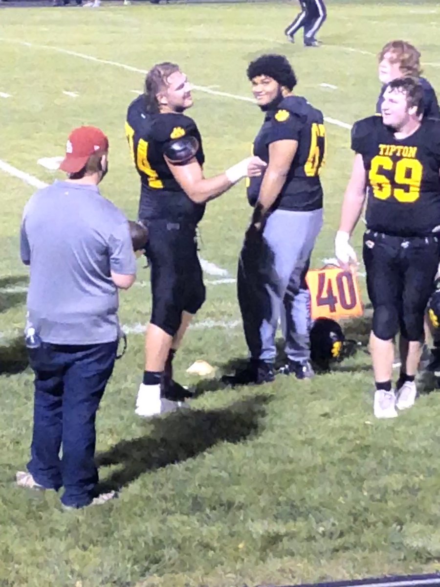 TiptonBaseball's tweet photo. Nice TEAM win by @TiptonFootball. Have to give a specific shoutout to @NileSchuett for a monster game. All over the place and even got in the EZ with his “Rick-Six” to get our scoring started. https://t.co/kNbHlwTbfH