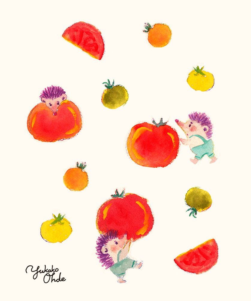 「今日は #トマトの日? #釣りの日? 」|おおでゆかこ - イラストレーター 絵本作家のイラスト