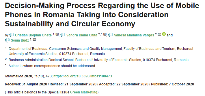 InformationMDPI's tweet photo. #NewPaper Decision-Making Process Regarding the Use of Mobile Phones in Romania Taking into Consideration Sustainability and Circular Economy 
#mobilephones
#technology 
#sustainability
#usagepatterns
#end-of-life devices; 
https://t.co/WtVIr3hSdU
@InformationMDPI
@MDPIOpenAccess https://t.co/776dVCvbvP