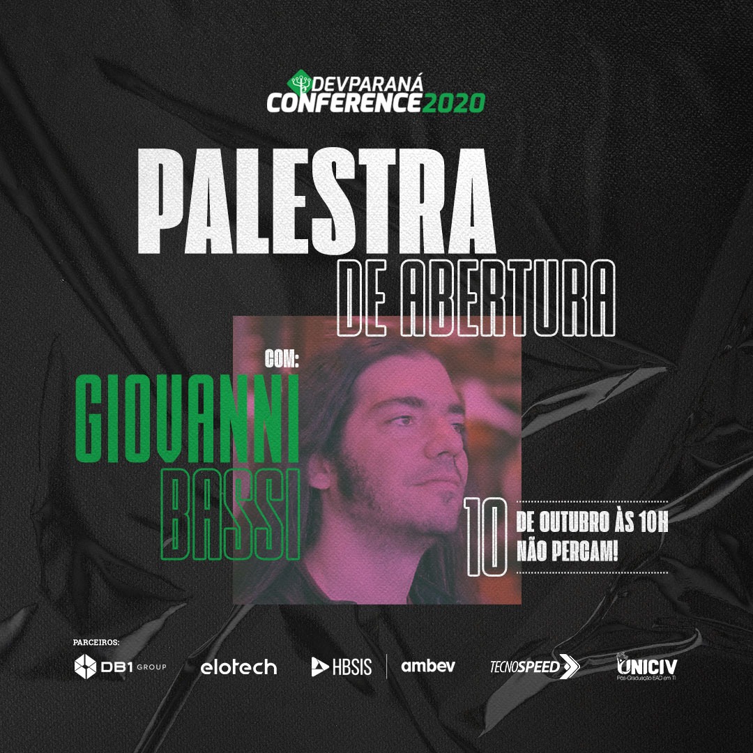 devparana's tweet photo. Fala galera! Amanhã será o primeiro dia da nossa conf, com a palestra de abertura do Giovanni Bassi, fundador da Lambda3.Fogo
Já falei que é 100% ONLINE e GRATUITO?
Não percam AMANHÃ, às 10h no link: https://t.co/qM0vX3KpZI
Esperamos vocês! #DevParana https://t.co/1Vlh5Fzsef