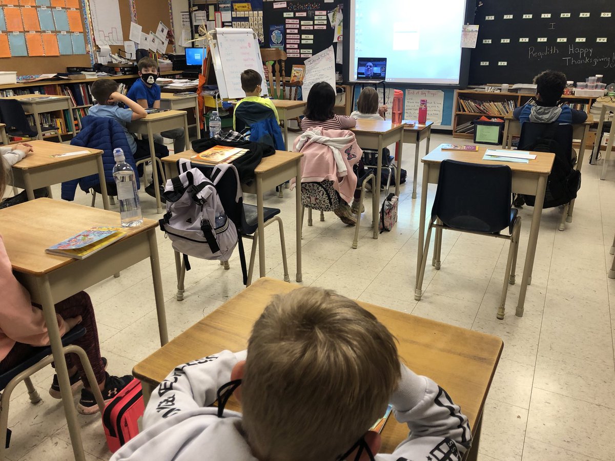 sttcatholic's tweet photo. Father @PeterC42039904 visited classrooms today to chat with students about questions and topics they sent him ahead of time. #differentbuttogether https://t.co/fdPg5gy1JW