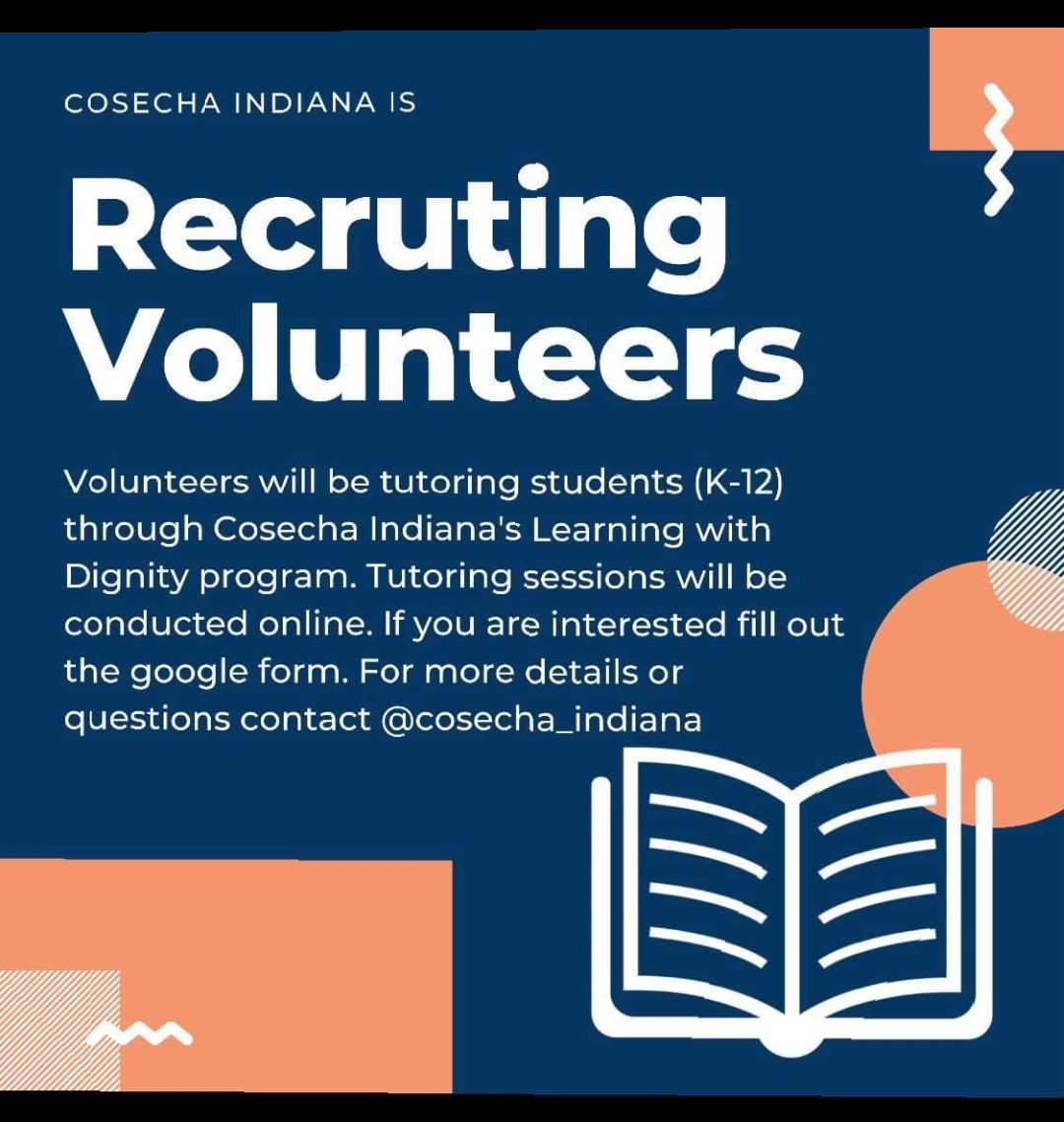 CosechaIndiana's tweet photo. (2/2) tutors, so we are asking you to help us fill the gap where schools and governments have failed. So if you would like makes an impact on the community level, fill out the form on the link below! https://t.co/AwLGAiTxaW

#aprendiendocondignidad #learningwithdignity #community https://t.co/EzwLUxY9NN