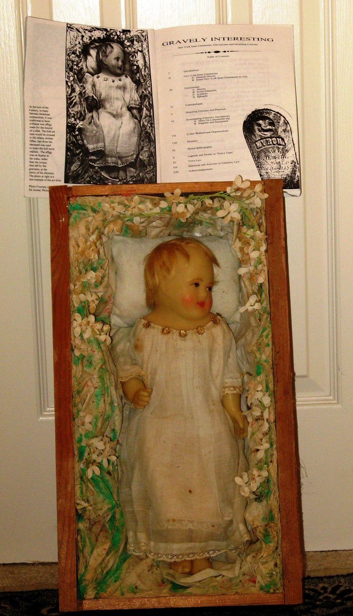 Following the passing of babies and young children, families would sometimes commission mourning or grave dolls.