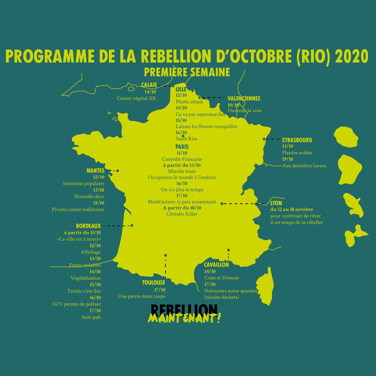 xrFrance's tweet photo. 💣 J-1 avant la Rebellion Internationale d'Octobre pour la branche #France de #ExtinctionRebellion
Rejoignez nous sur les réseaux ou directement dans l'action dans la rue... ou ailleurs 😏
Détails des actions et de nos réseaux ici 🔽
https://t.co/NTwQrDABe4
#RebellionMaintenant https://t.co/LELKZBIiGK