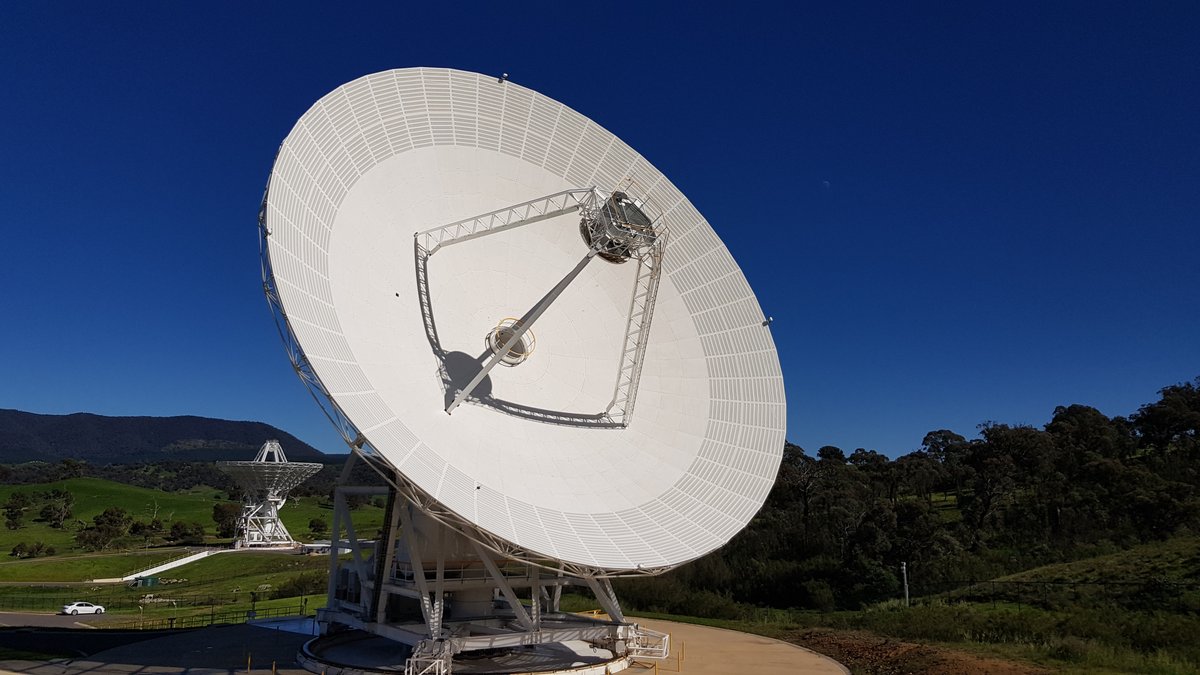 DSS35 supporting Parker Solar Probe originally Solar Polar Probe (SPP). DSS36 in the background
