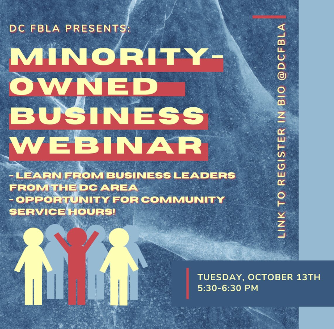 dcstatefbla's tweet photo. Attention all rising entrepreneurs and DC future business leaders! If you are looking for an opportunity to learn from the city‘s best, join DC FBLA for its very first minority-owned business webinar on Tuesday, October 13th from 5:30-6:30 PM. https://t.co/rbp9AHlH1j
