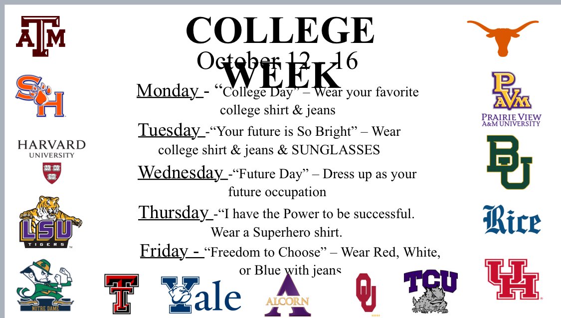 <a href="/ThorntonCFISD/">Thornton MS</a> I can’t wait to see your college week spirit beginning Monday!