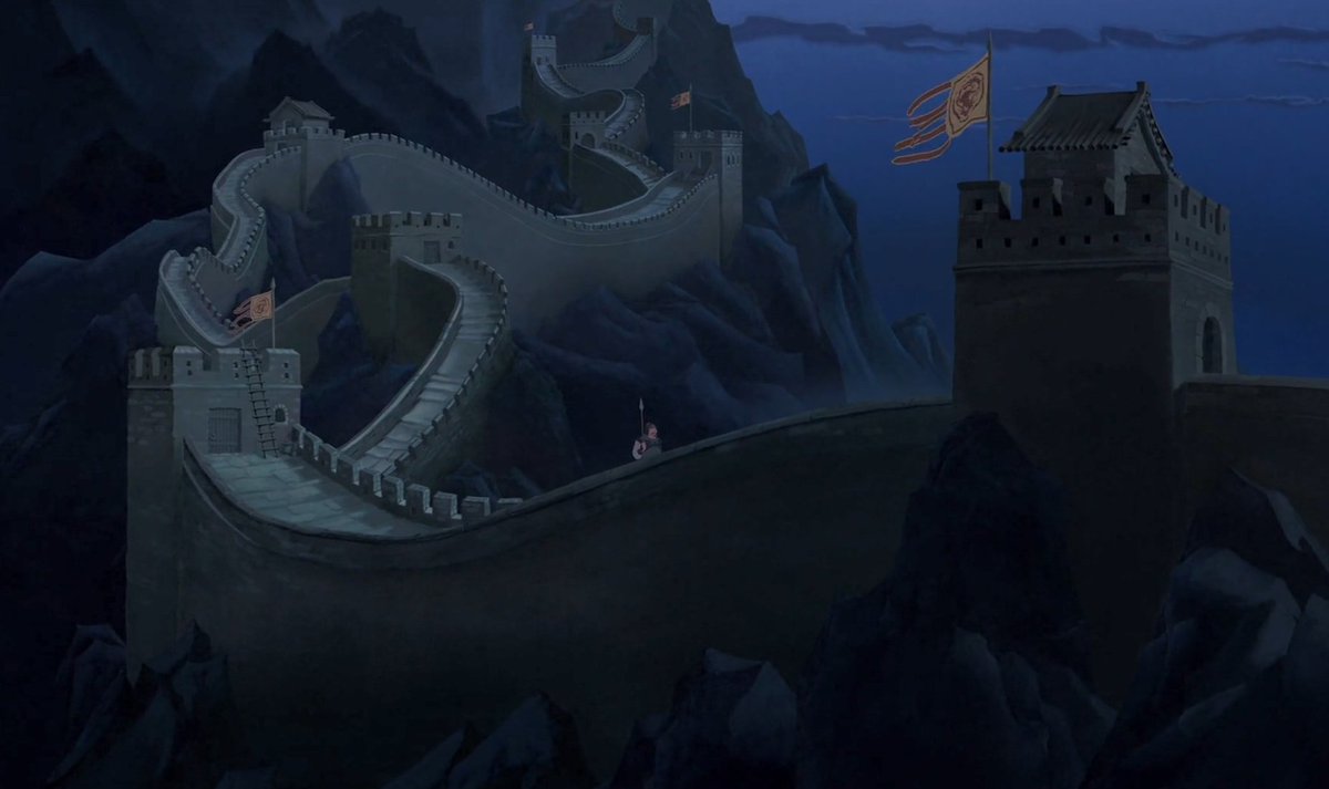 If you're gonna do a movie about China then of course THE GREAT WALL makes an appearance. They obviously referenced the modern Great Wall, though that was only built to look like this ~500 years ago in the Ming Dynasty, while Mulan's legends take place ~1k-1.5k years ago