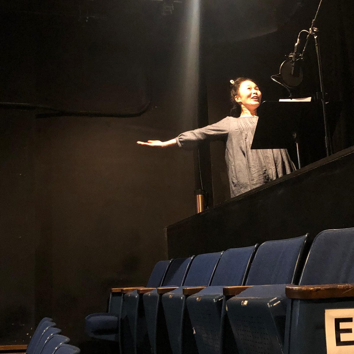 Not comfortable heading out to the theatre yet? Good news! Suitcase Stories will be available in audio-play form for a month following the theatre run, so you can hear Maki's story from the comfort of your home. Here she is recording with our sound wizard @rickcolhoun