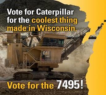 CaterpillarInc's tweet photo. WE’RE FINALISTS! Share this tweet and vote for the amazing Caterpillar Electric Rope Shovel to take home the title of Coolest Thing Made in Wisconsin! Vote by 10am on October 14: https://t.co/B6BBbyalss https://t.co/eI3OtqLEW7