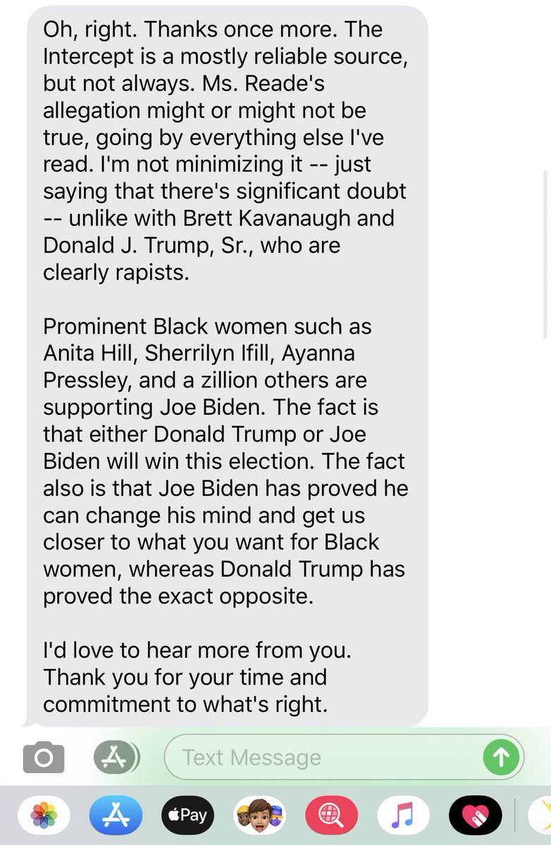 And for the full text of that text— since the same guy also wanted me to know that Black women supported Joe Biden (because apparently since I’m black, that should sway me)