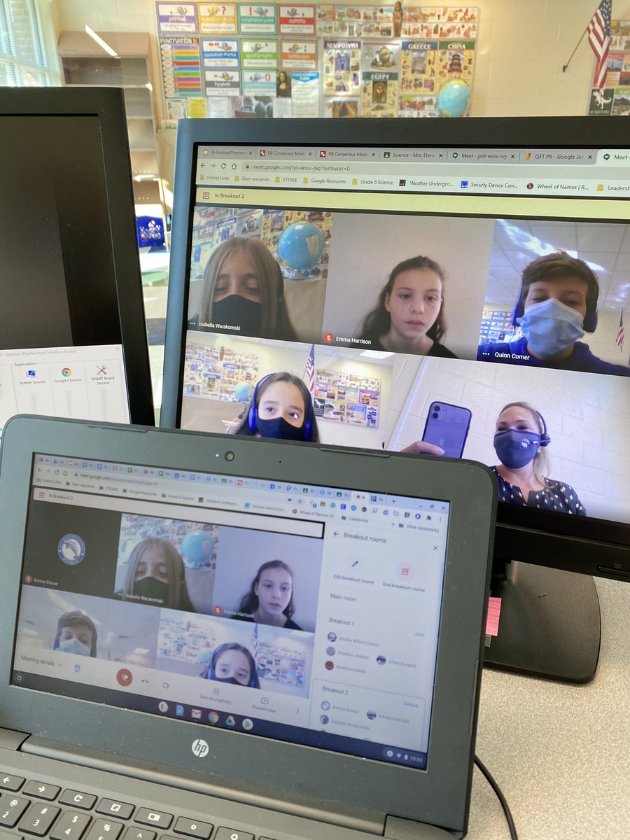 MrsEtense's tweet photo. Biggest Fall 2020 Challenge? Engaging Ss in conversations with each other. #6thgradescientists are working toward a solution in breakout rooms. Sorting Qs about a phenomenon. What an exciting day! #ESMS #ESMSscientists @MrsCEastShore @NGSS_tweeps https://t.co/urjz5rjNAv