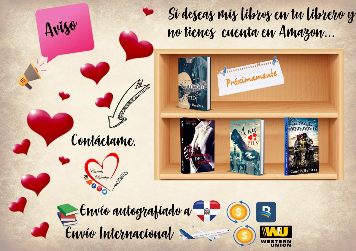 candisbenitez's tweet photo. Feliz noche😘
Acá ⤵️ info de otra forma para adquirir mis #libros en papel📚🇩🇴✈ quienes no tienen cuenta en #Amazon🛒💳
#CandisBenítez
#SeValeSoñar https://t.co/fHXz4WGhVg