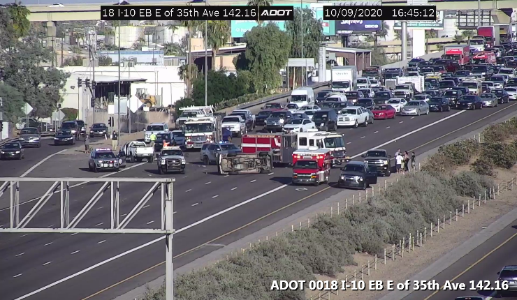UPDATE: All lanes blocked on I-10 WB at 27th Avenue. Use another route. #phxtraffic