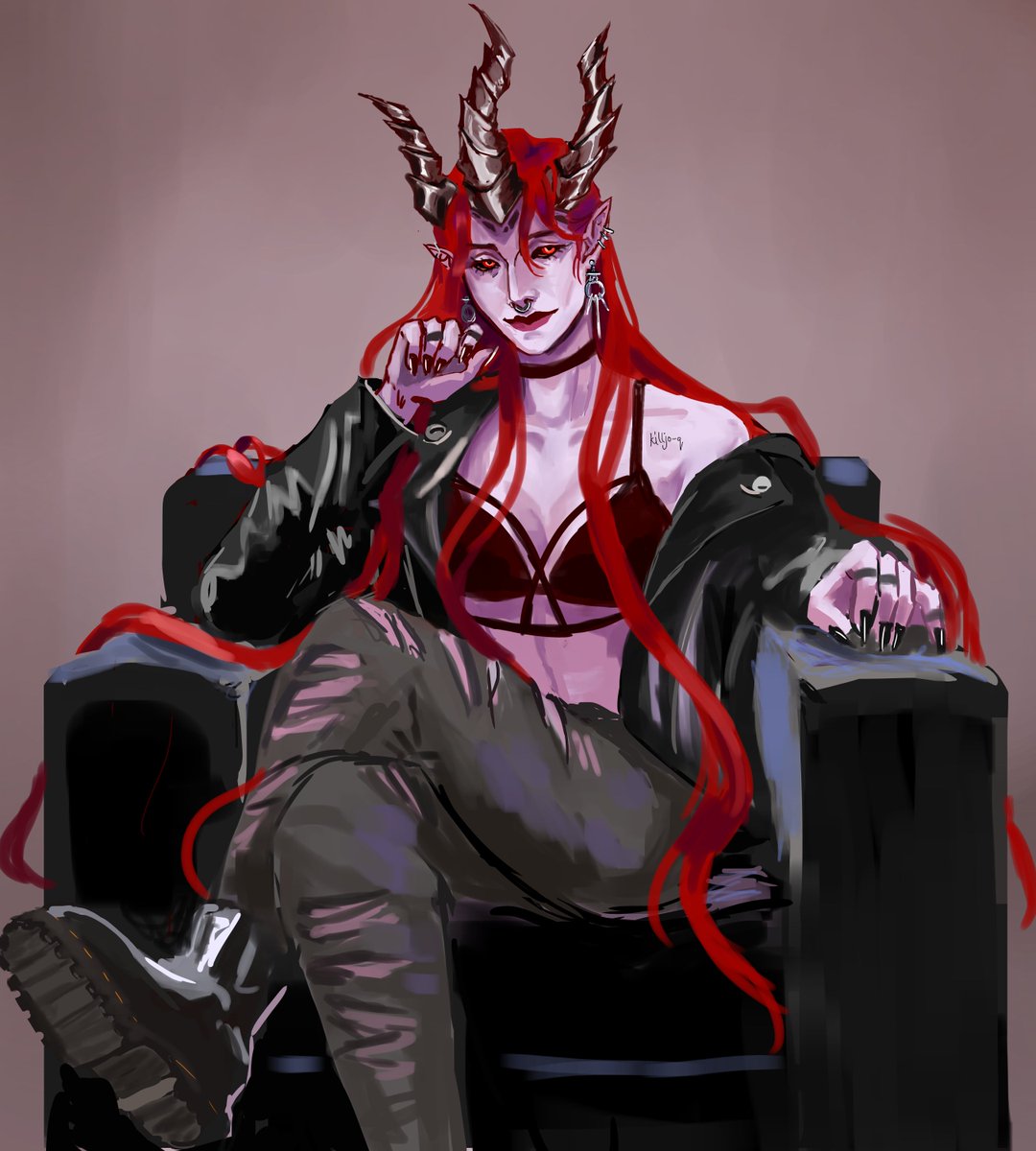 Killjo_q's tweet photo. Yeaah should have posted it here instead ...
Anyway, this "make a demon Oc " was very fun! Might do more in the future!
Posting both the with lighting and no lighting ver. cuz I like them both hehe
#makeanoc #makeademonoc #demonlady #demonart #monsterart (?) #digitalart #artph https://t.co/QYXYpczlVS