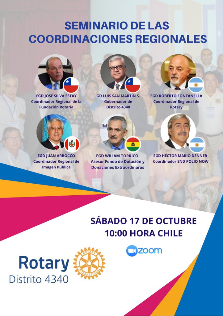 El sábado 17 de octubre, recibiremos en el Distrito 4340 a los Líderes Regionales de la Zona 23B, quienes nos apoyarán y orientarán a través del desarrollo del Seminario de las Coordinaciones Regionales.
