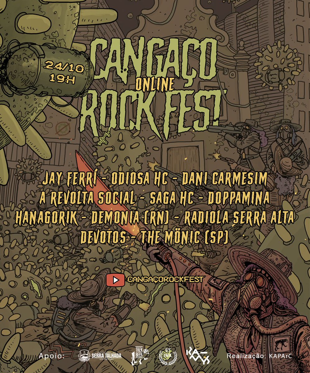 CangacoRockFest's tweet photo. Em tempos novos, precisamos nos reinventar! Por isso, nosso encontro este ano será online.

Dia 24 de outubro, às 19h, no Canal Cangaço Rock Fest do YouTube. São 11 atrações pra você curtir aí de sua casa!

#cangacorockfestonline #music #festival #rock #serratalhada #girlpower https://t.co/znpLkInD6c