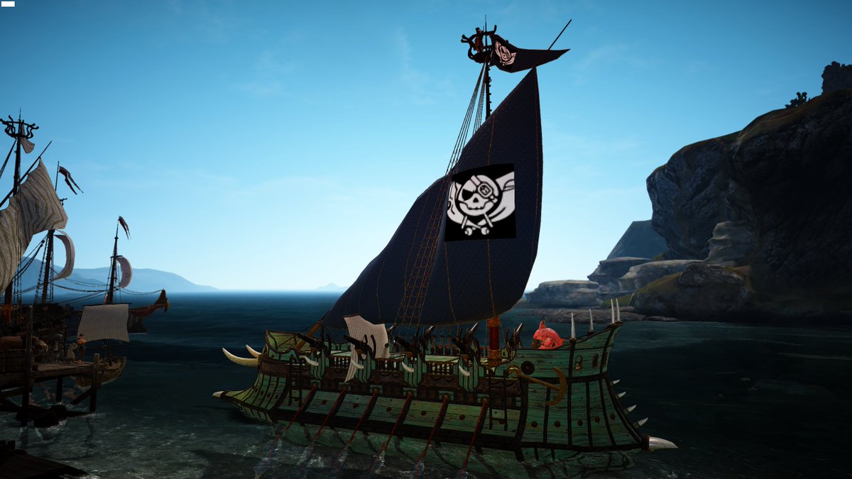 *looks through old screenshots*I have some good ones actually.This is from when they just put boats out and the guild put one together and hit the high seas.