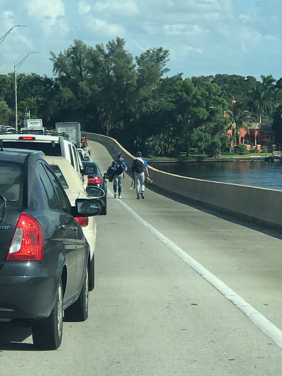 316Sundevils's tweet photo. Find a way to be on time to bp no matter what. Even if it means leaving your mom in the car and walking through a few miles of a traffic jam over water to hitch a ride.  😂😂💪@RoyalsScoutTeam @JackTinberg @j_nick5 https://t.co/BQ0esP5EGc