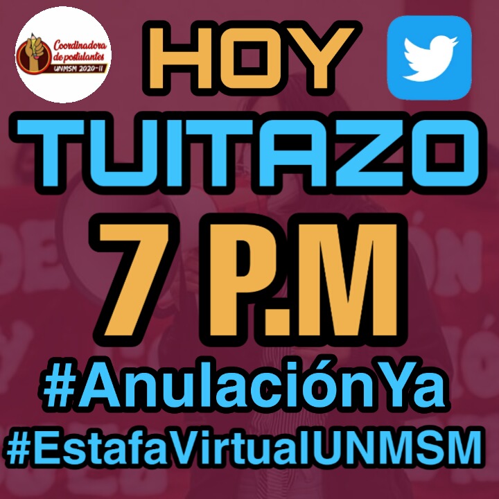 Cposunmsm's tweet photo. Hemos empezado hace media hora!
Sigamos compartiendo!
#AnulaciónYa

#NoAlExamenVirtual #EducaciónParaTodos #AdmisiónSinExclusión #EstafaVirtualUNMSM

#AnulaciónYa https://t.co/L3mZHg5Vsf