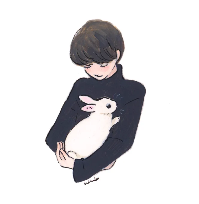 白うさぎさんと黒いセーター 