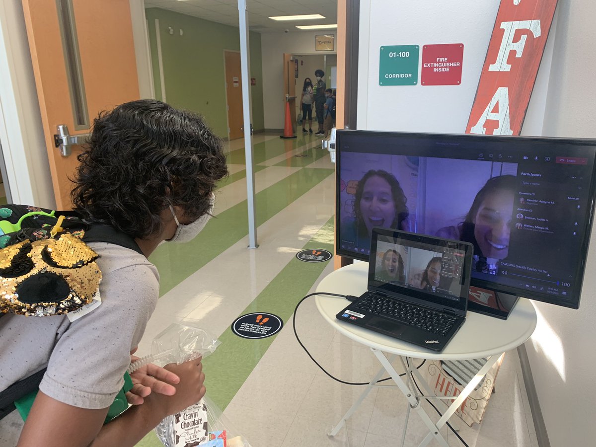 I wanted to make sure our teachers at home could still connect to our students on campus! It was such an exciting moment for our kids as they entered the building today-to see their former teachers and say hi! Next up: Working out lunch with a friend- LaunchEd&amp;F2F! #UPEStrong