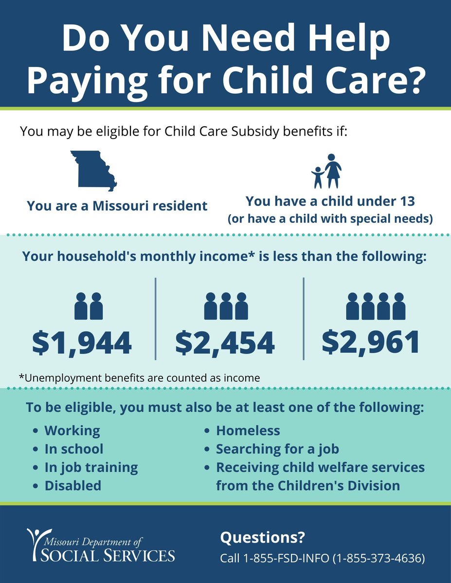DSS_Missouri's tweet photo. Have you had a change in circumstances because of the pandemic, like losing income? You may now qualify for help paying for child care. Learn more &amp; apply for help today ➡️ https://t.co/j4XBkUcOva https://t.co/JNgAM9HUK3