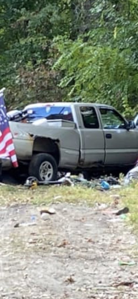 On to these “two new trucks”. This look new to you? Look at the way it bends at the cabin, and look at all the rust. It might start, but you think that’s new? Come on