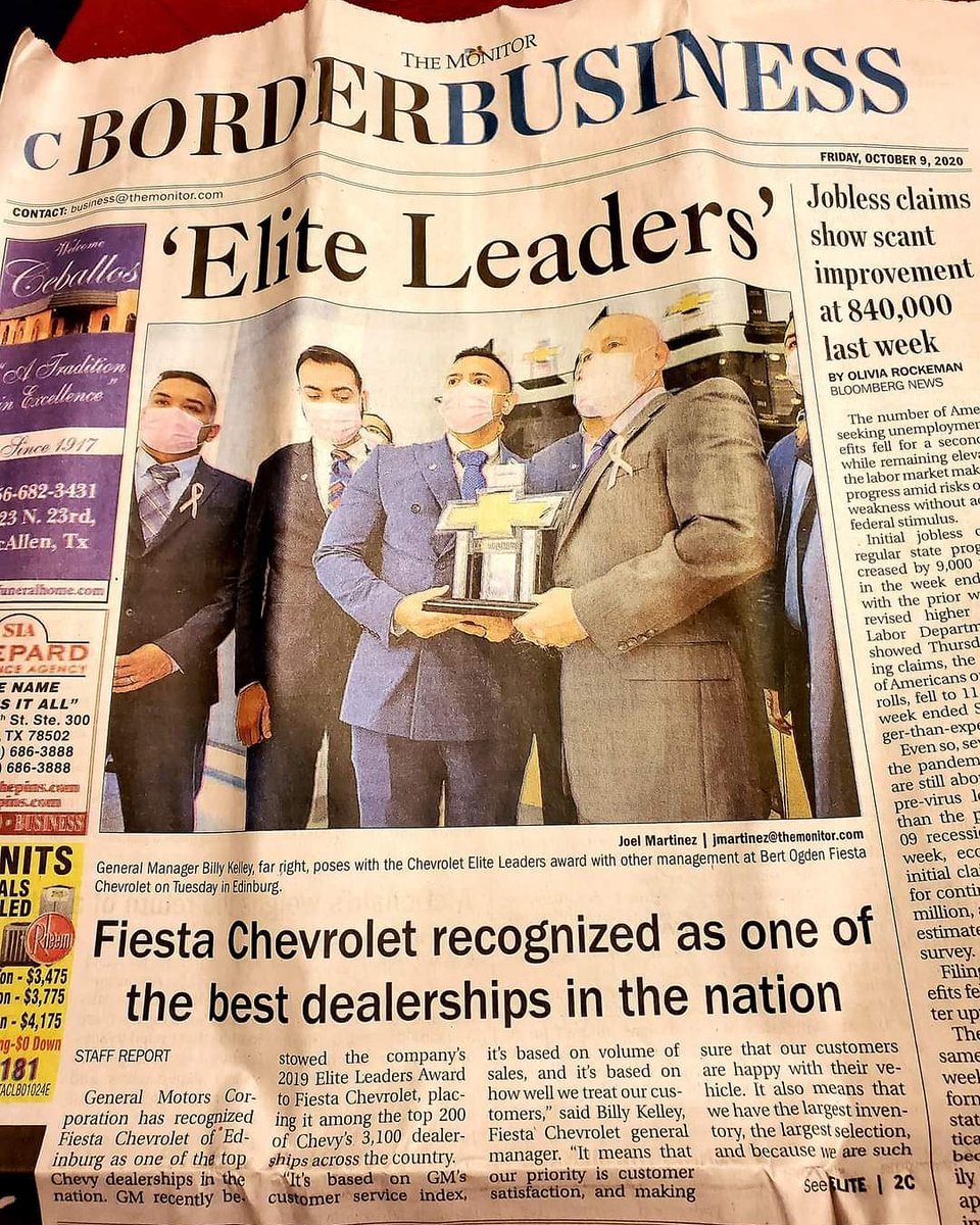 lucianogarzaIII's tweet photo. Congratulations,  Bob &amp; @JanetVackar, &amp; General Manager @BillyKelley, @bertogdenrgv @FiestaChevrolet, recognized as one of the #BestDealerships in #USA!
💙🎉🇺🇸😷🥇🚙
#BertOgden
#FiestaChevrolet https://t.co/386JCiWuAu
