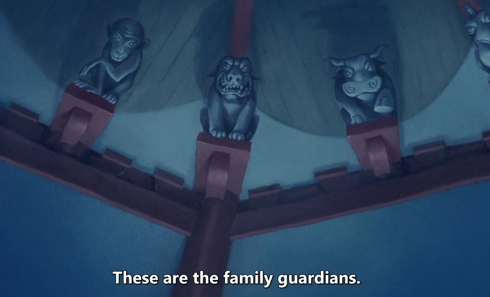 as far as I know, animal guardians for specific families weren't a thing. even if they were, Mulan's family wouldn't have a dragon because again, they aren't royalty. It would be blasphemous
