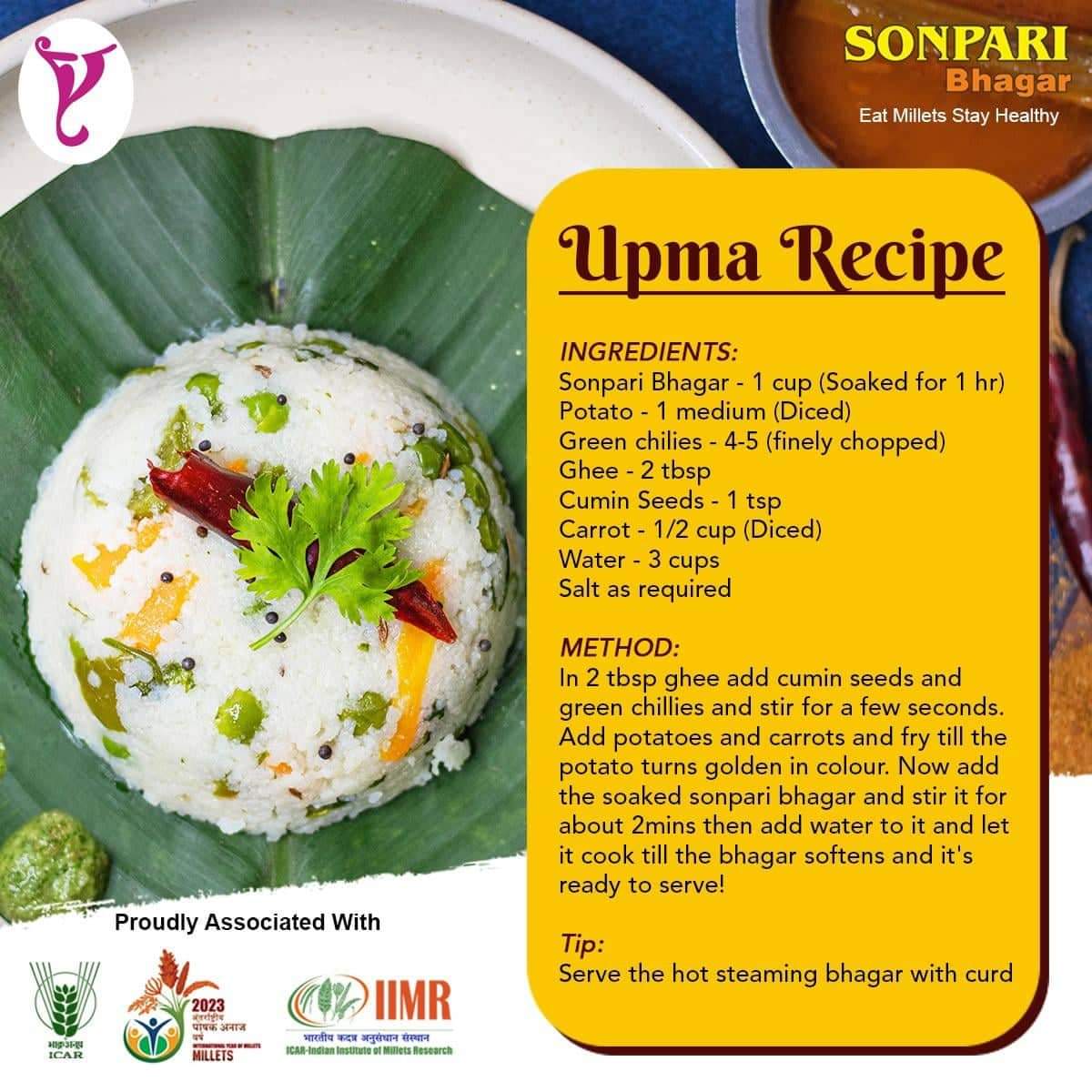 VilasTonapi's tweet photo. Millets can mould into any form and shape in the culinary celebration to provide you taste, health and freedom from lifestyle diseases
@icarindia @AgriGoI @SmartFoodGlobal @nutrihubtbi @POSHAN_Official @PMOIndia https://t.co/30ZXzxwFAG