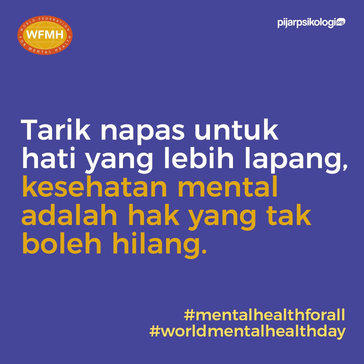 pijarpsikologi's tweet photo. Untuk semua yang sedang berjuang akan kesehatan mental,

jangan lupa jaga kesehatan mental kalian juga, ya!

#UnderstandingHuman
#psikologi #WMHD2020
#WorldMentalHealthDay #MentalHealthforAll 
#AksesLebihLuas #HariKesehatanMental
#kesehatanmental
#mentalhealth https://t.co/RJyPhEakVh