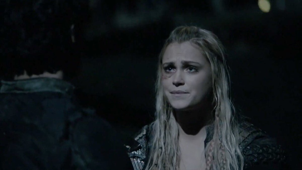 “Bellamy manages a nod, but he’s still in so much pain. Clarke feels that, steps closer, wraps him in her arms. “