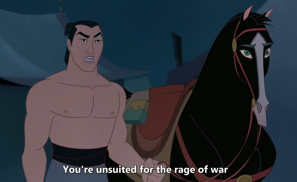 IT IS DEAD IN THE MIDDLE OF THE NIGHT AND HE IS FIRING MULAN AND HE STILL DOESN'T HAVE A SHIRT ON