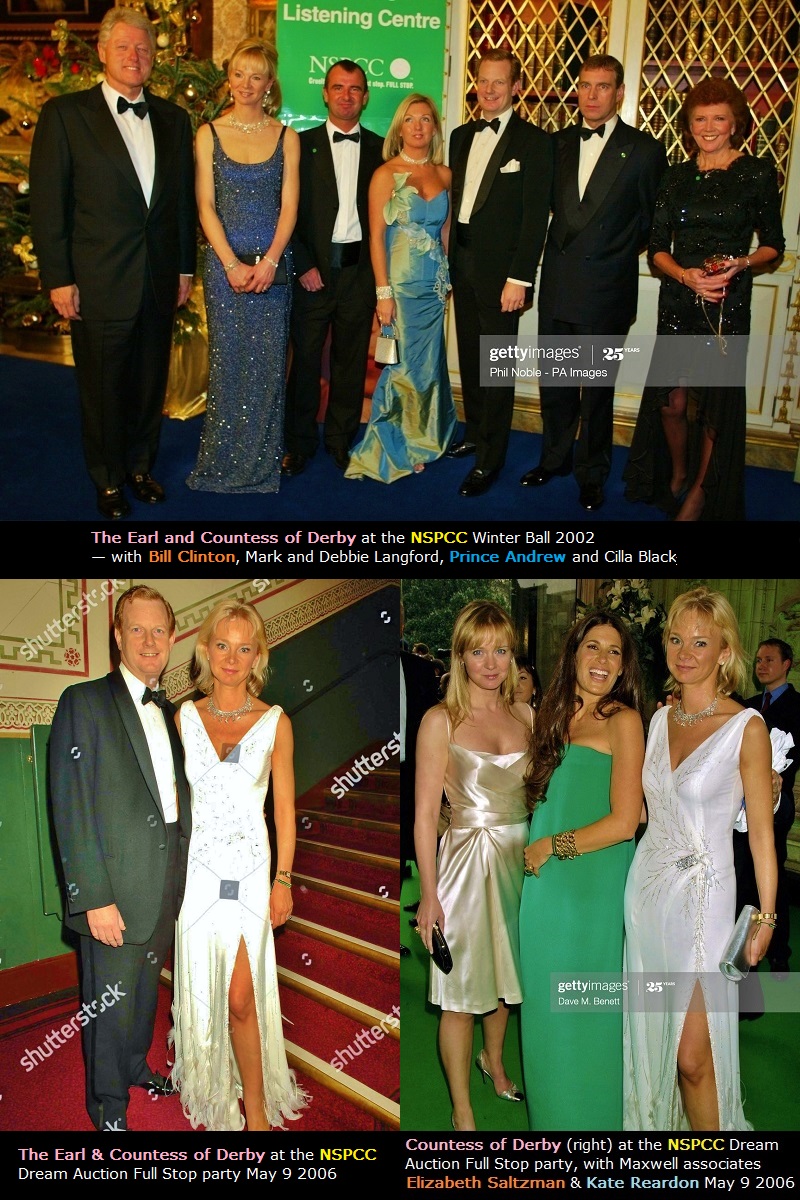 ➏➌ Earl & Countess of DerbyWere great friends of Ghislaine & Prince Andrew & helped Ghislaine celebrate her 51st. Also had significant contact with Epstein, Bill Clinton & Shaun WoodwardHugely involved in NSPCC: hosting VIP balls at their home, Knowsley Hall. Major players