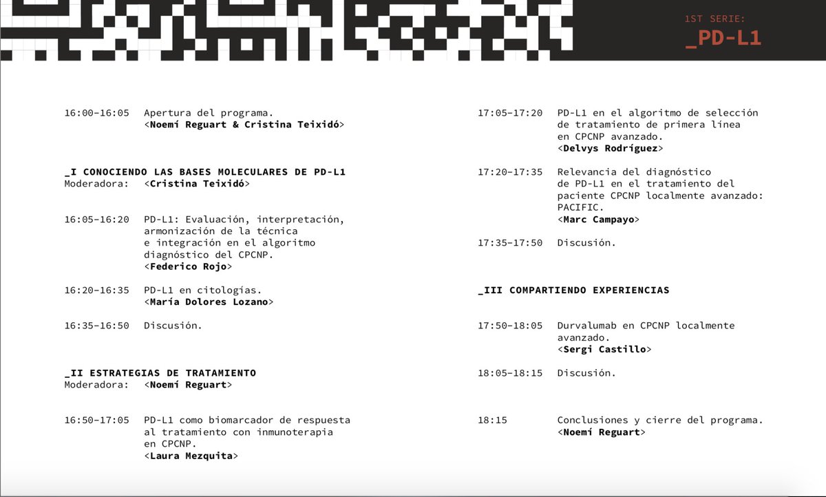 teixido_c's tweet image. 👉Save the date!
Curso online #CodingLungCancer #PDL1, organizado por @NReguart @teixido_c . 
🔝Speakers.
🗓️28 de Octubre. 
Inscripciones Gratuitas 📧miquel@aventik.es.