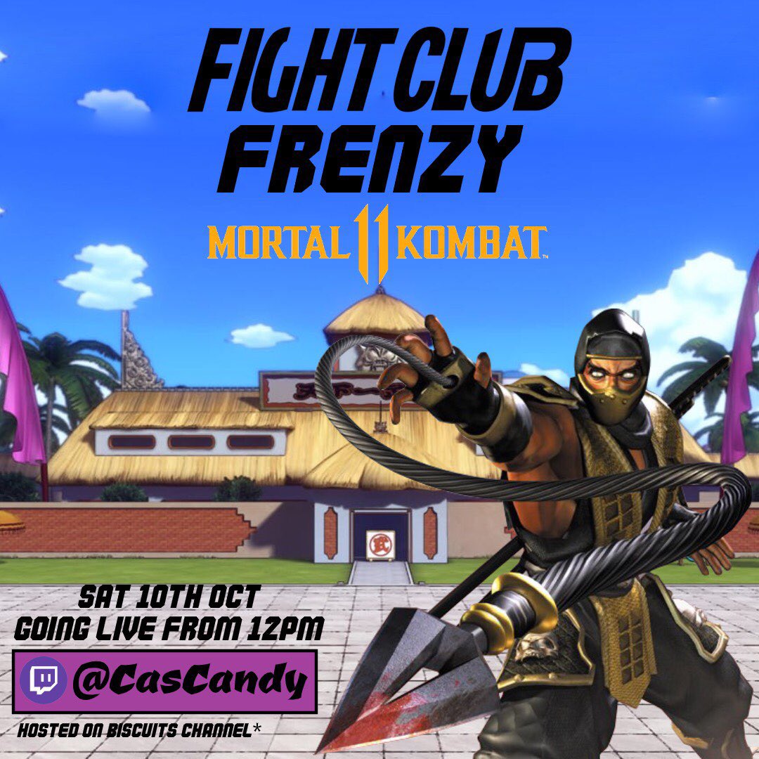 CasCandy_'s tweet photo. Today at 12pm I will be playing @MortalKombat for FIGHTCLUBFRENZY! 

Make sure you come join in, I will be playing with viewers &amp; friends. P.s as a fps player expect me to button bash just a little hehe 

I’m here for the fun &amp; games. Let’s get it! 🍭🍭🍭🍭 https://t.co/VDqXd2iBl7