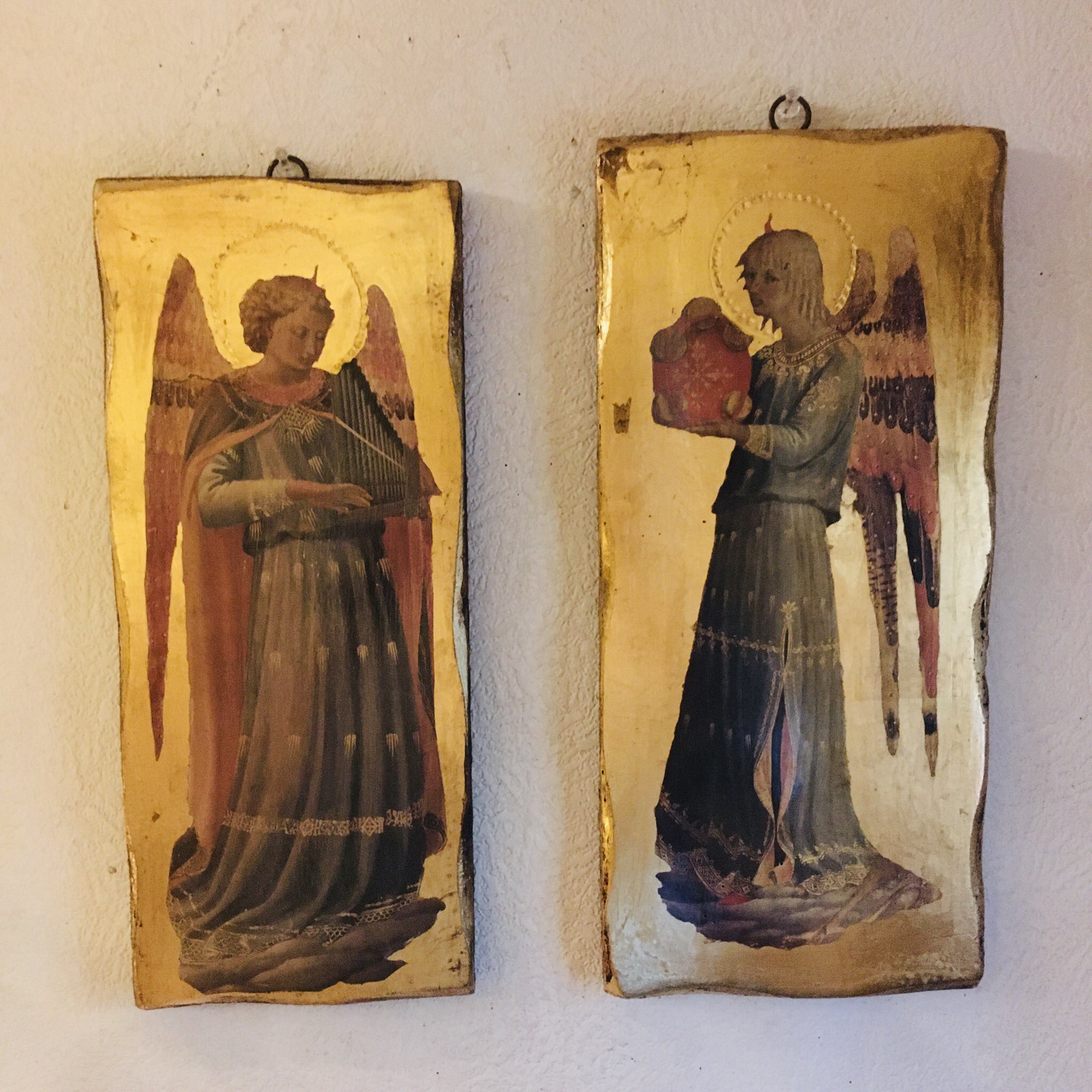 ビンテージ イタリア イコン タンバリンを持った天使4☆宗教画 キリスト教